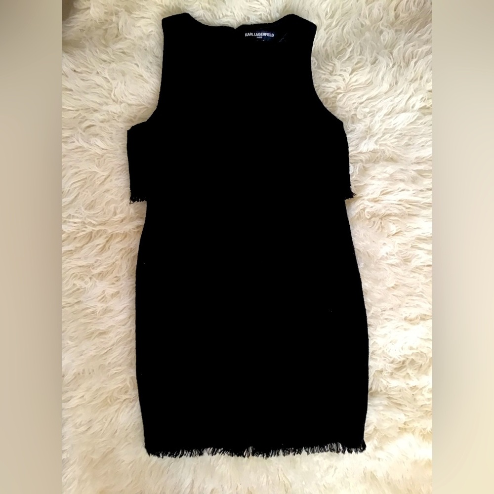 Karl Lagerfeld purple tweed midi shift dress size 10